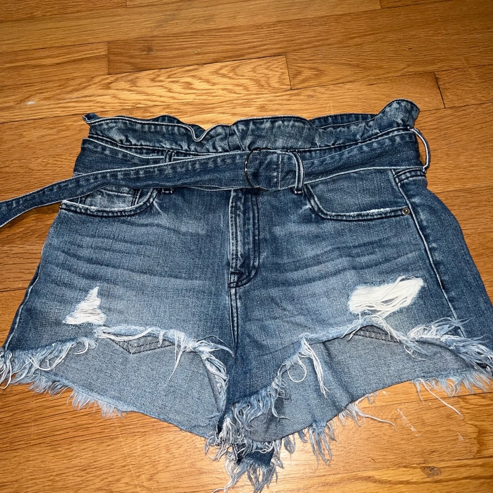 High Waisted Jean Shorts with Tie
